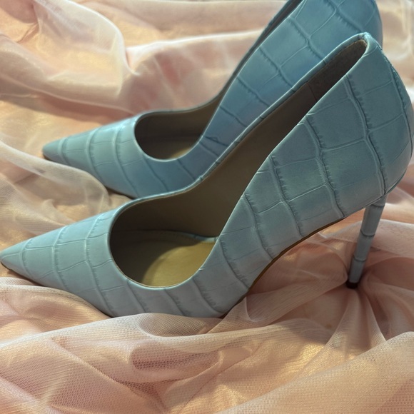 Steve Madden Shoes - Steve Madden Light Blue Croc-Embossed Heels